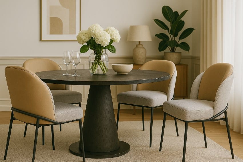 Ghế bàn ăn chân sắt cùng với bàn