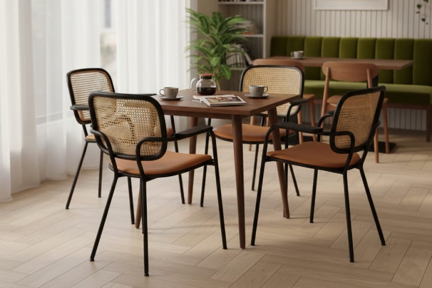 Ghế có tay vịn trong quán cà phê