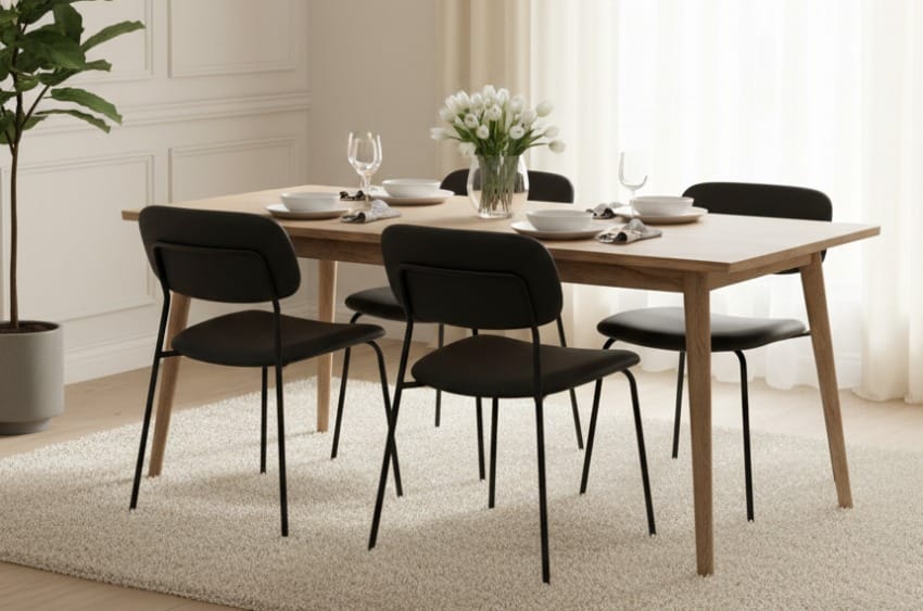 Ghế có tựa lưng trong phòng ăn hiện đại