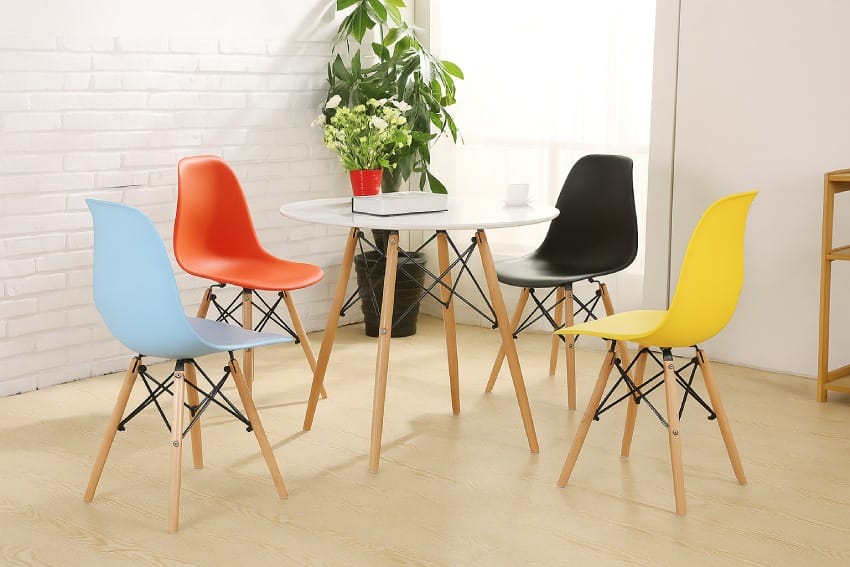 Ghế nhựa chân gỗ MDS-3009 kết hợp với bàn