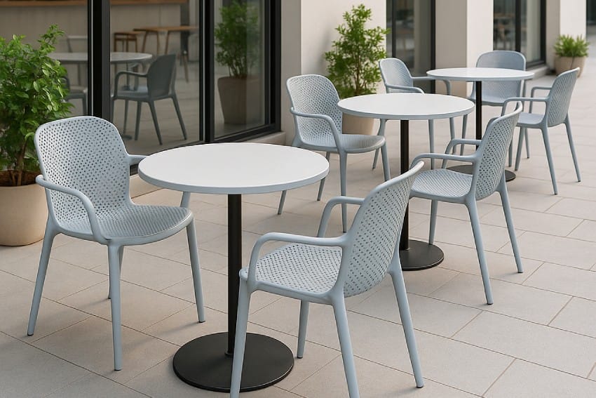 Ghế nhựa quán cà phê ở ngoài trời