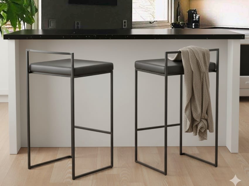 Ghế quầy bar chân sắt ở bếp đảo