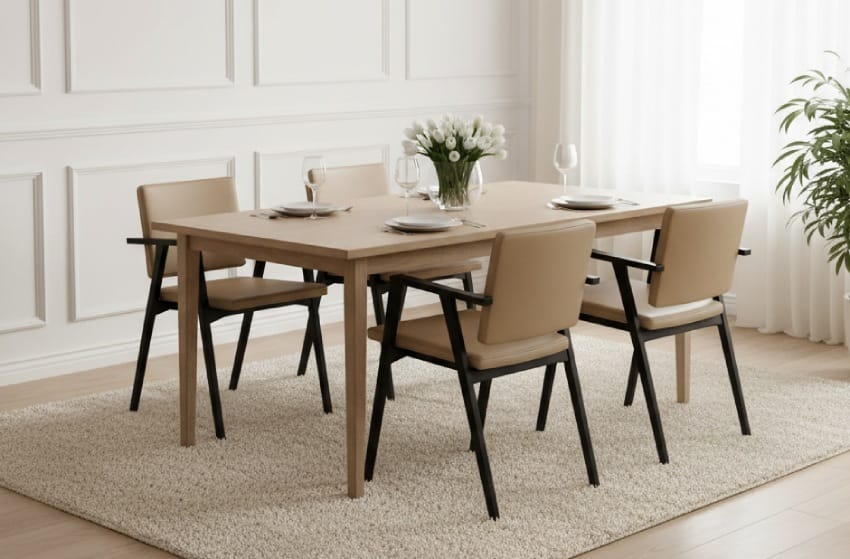 Ghế sắt bọc da trong phòng ăn hiện đại