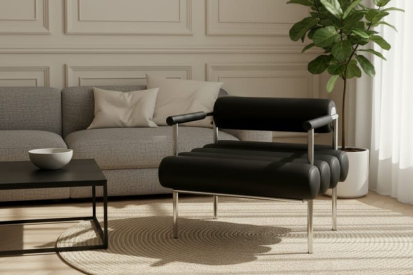 Ghế sofa chân sắt thư giãn trong phòng khách