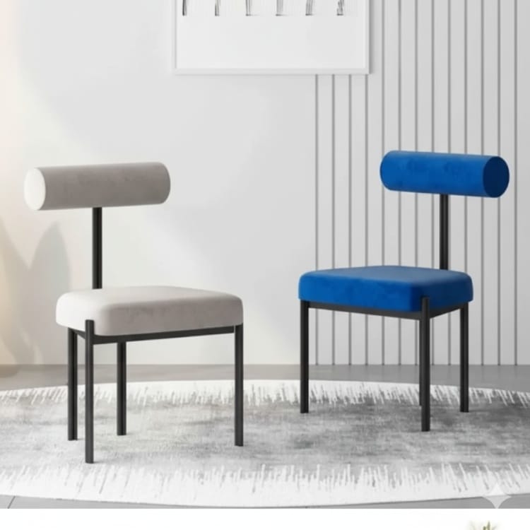 Ghế thư giãn chân sắt bọc nỉ tựa đệm tròn