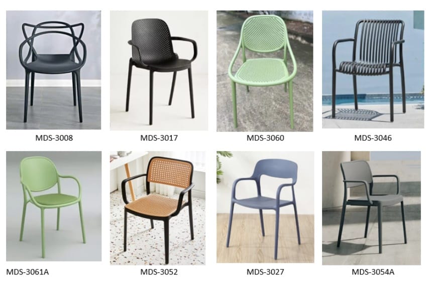 Một số dòng ghế nhựa đúc PP có tay vịn do Shopnao phân phối