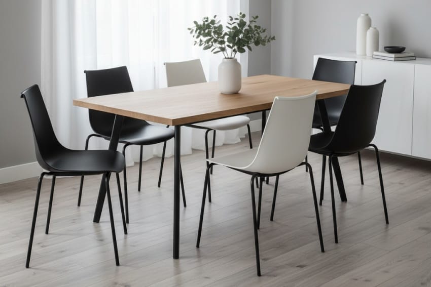 Các màu khác của ghế nhựa xanh trong phòng ăn