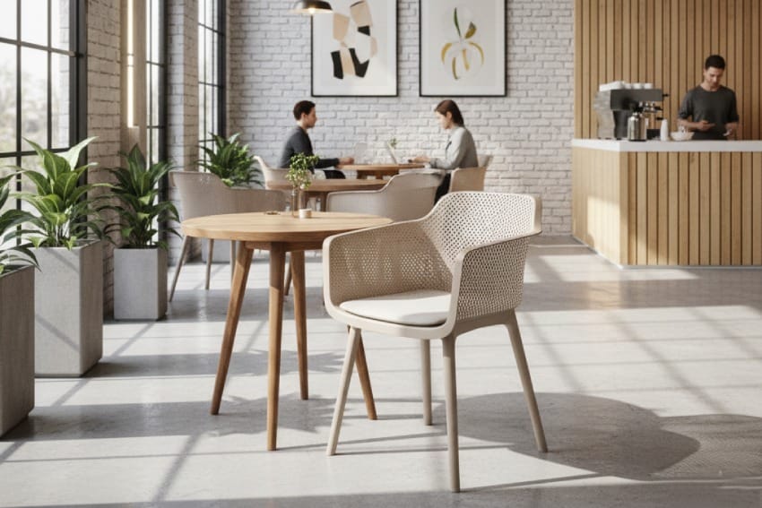 Ghế bành nhựa trong quán cà phê