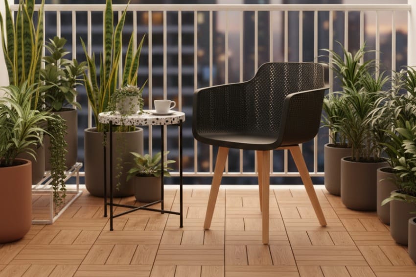 Ghế cà phê kết hợp với bàn ngoài ban công