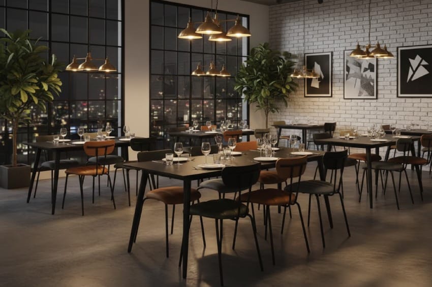 Ghế chân sắt đẹp MHK-0110 trong nhà hàng