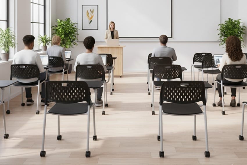 Ghế liền bàn trong trung tâm dạy học