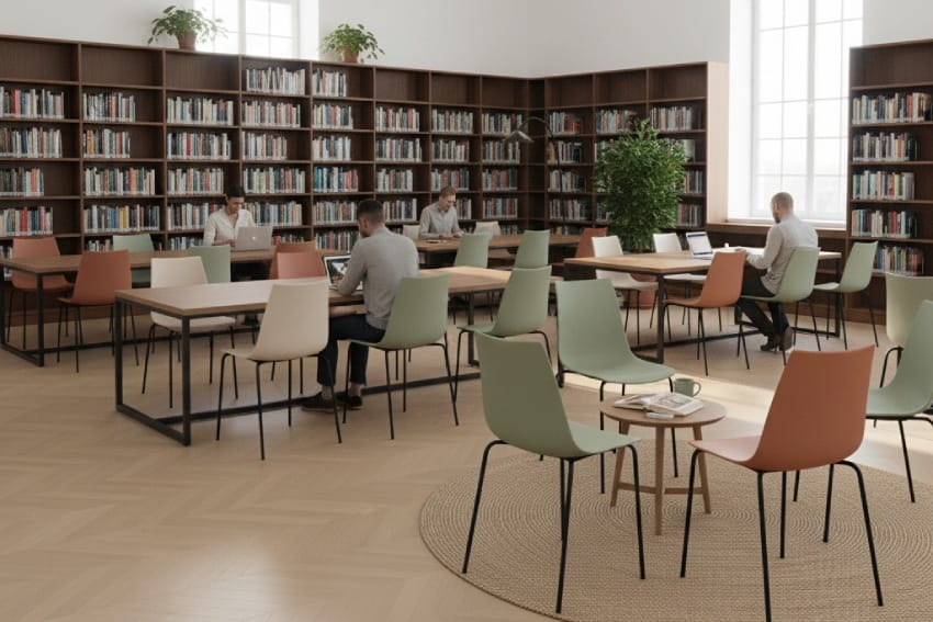 Ghế nhựa chân sắt MDS-AML11 trong thư viện