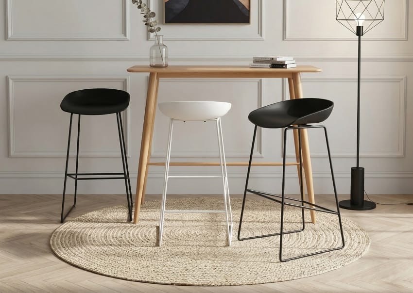 Ghế nhựa chân sắt kết hợp vói bàn