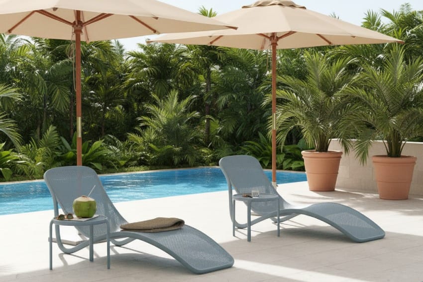 Ghế nhựa giả mây hồ bơi ngoài trời