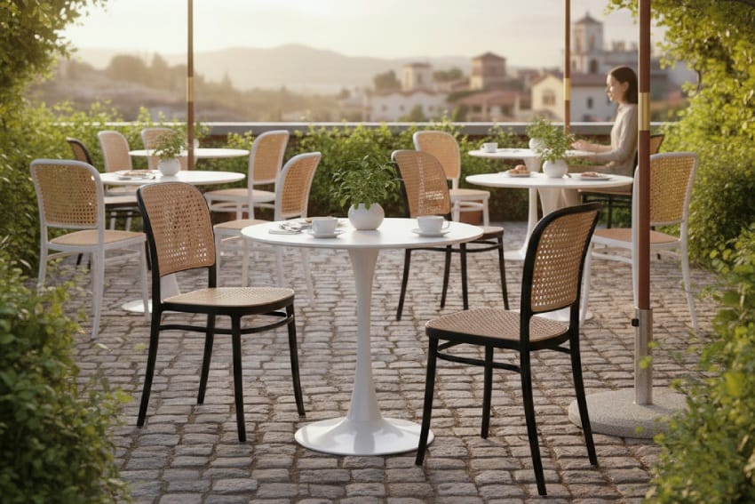 Ghế nhựa giả mây ngoài trời MDS- 3042 kết hợp với bàn