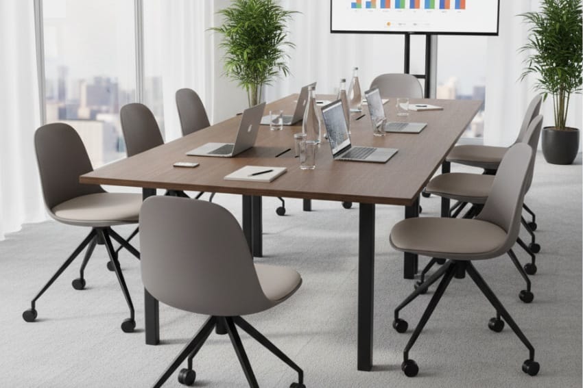 Ghế nhựa văn phòng cao cấp kết hợp với bàn trong phòng họp