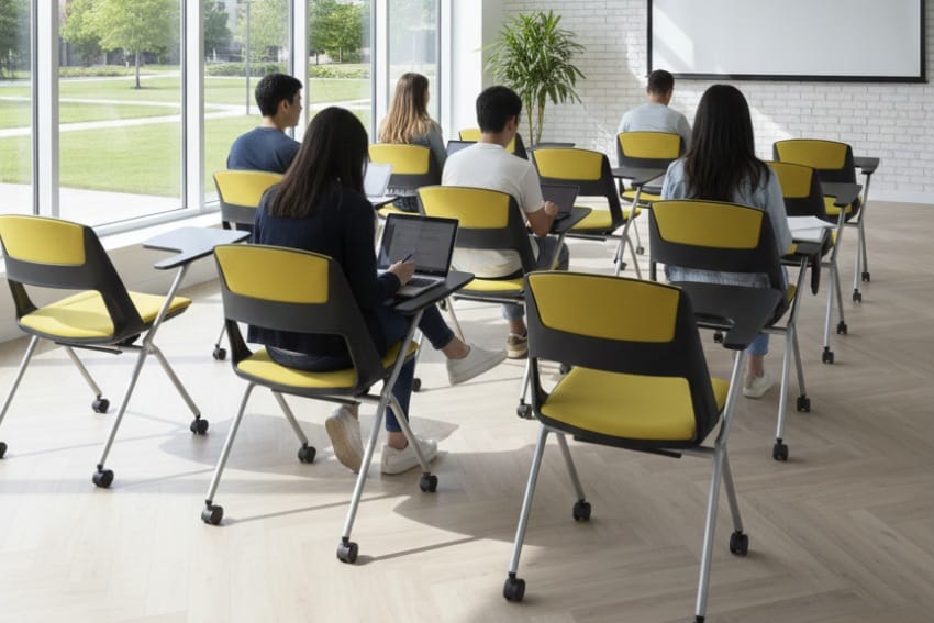 Ghế training có bàn MR1113 trong bối cảnh trung tâm dạy học