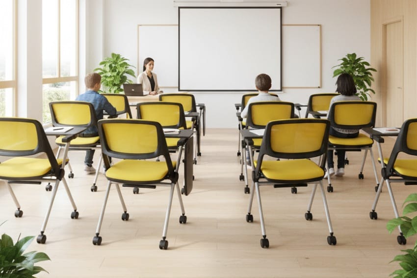 Ghế training có bàn trong trung tâm dạy học
