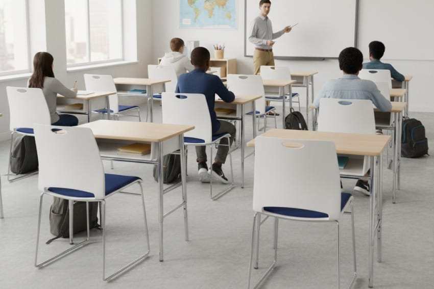 Ghế MRY-01 cùng bàn trong phòng học
