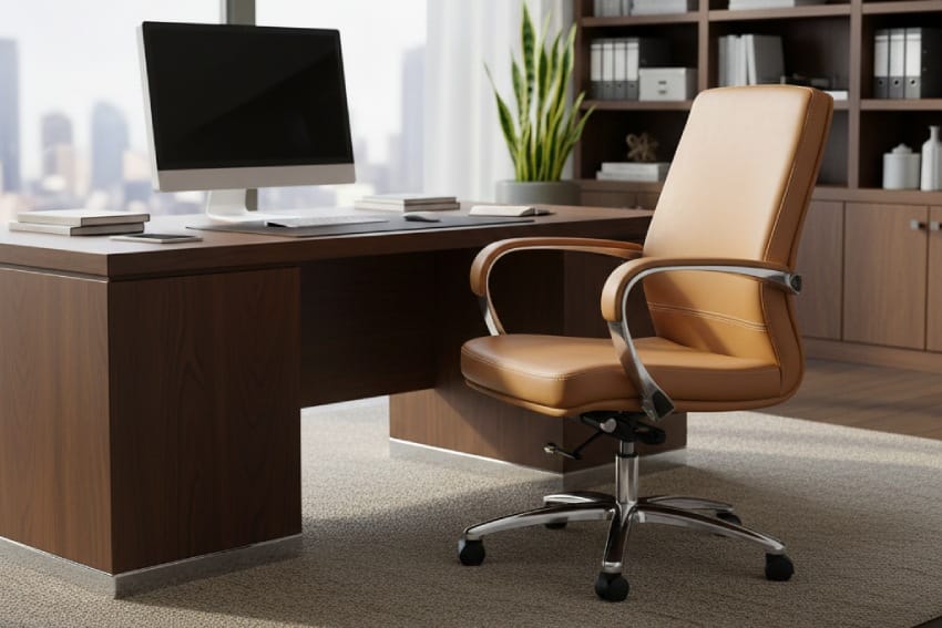 Ghế giám đốc xoay kết hợp với bàn trong phòng riêng