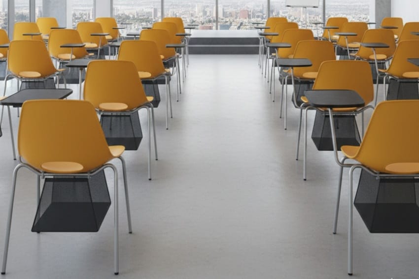 Ghế học sinh liền bàn trong trung tâm đào tạo