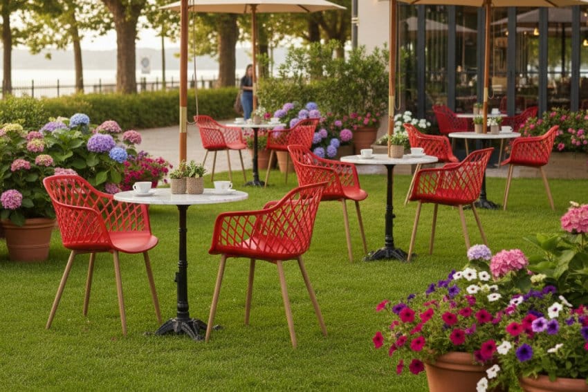 Ghế nhựa cao tựa lưng MDS-3014 trong sân vườn