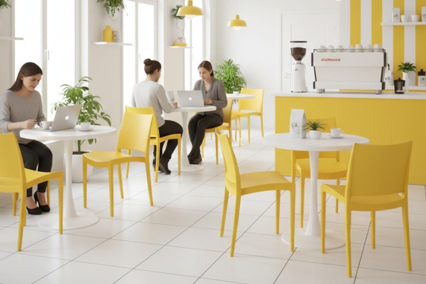 Ghế nhựa tựa lưng MDS-3007 trong quán cà phê