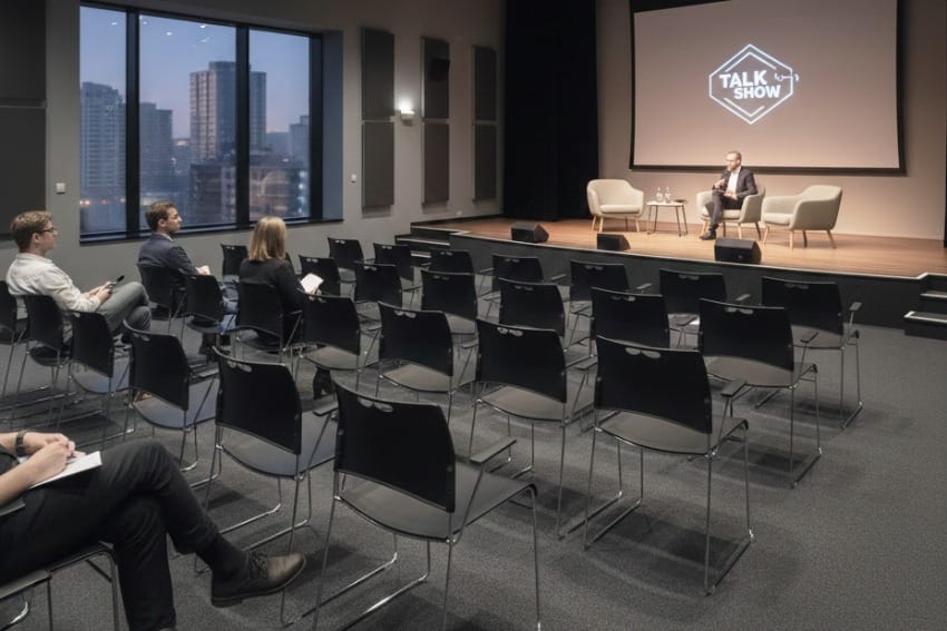 Ghế nhựa tựa lưng cao cấp trong buổi talk show