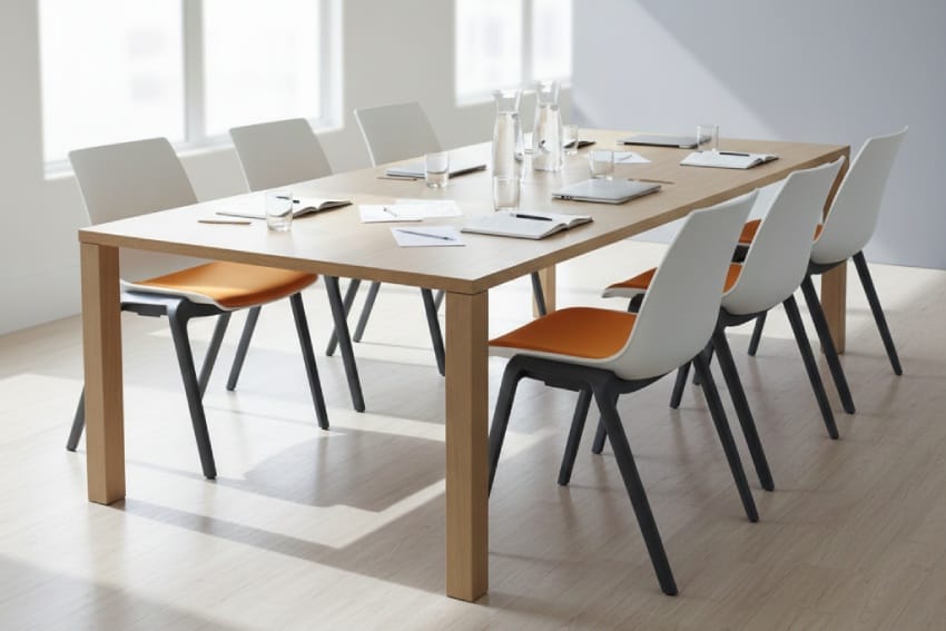 Ghế tựa học sinh trong không gian phòng họp