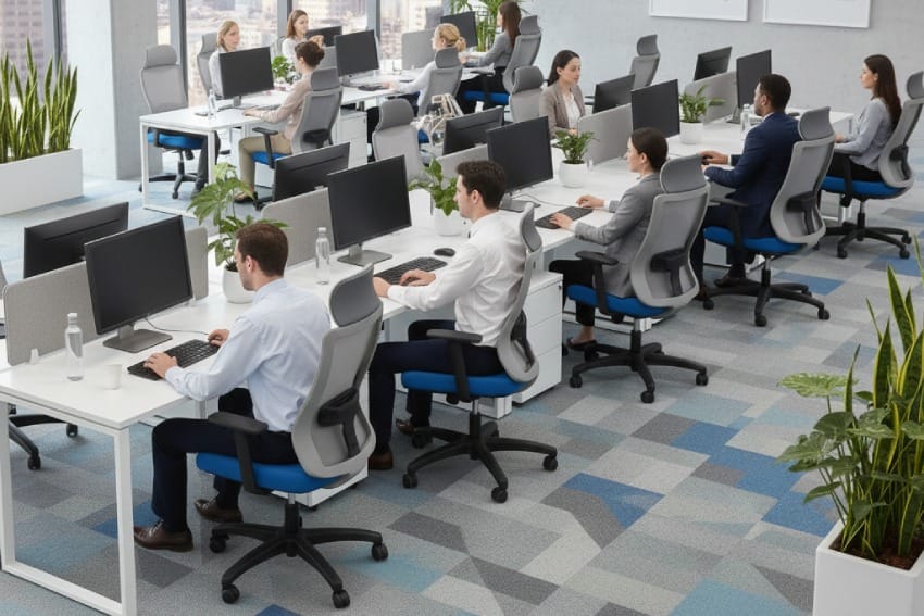 Ghế văn phòng có tựa đầu thiết kế trong văn phòng