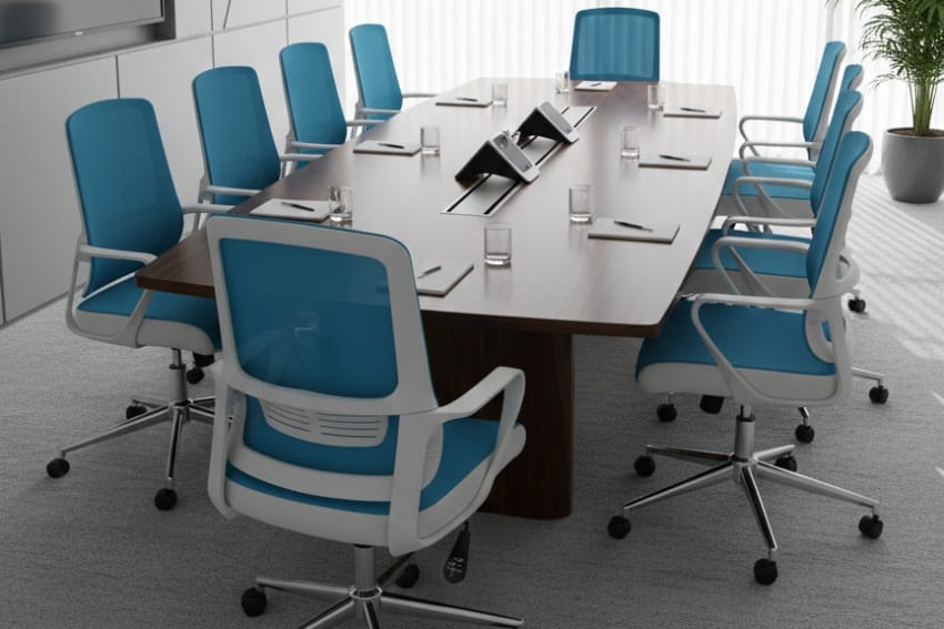 Ghế xoay tựa lưng MR1102-T01 kết hợp với bàn trong phòng họp