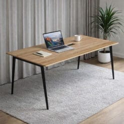 Bàn khung sắt mặt gỗ