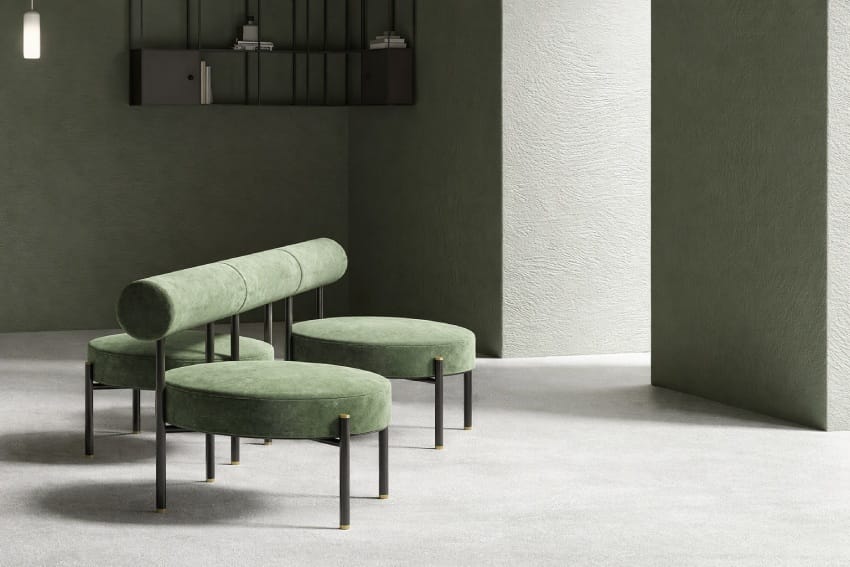 Ghế tròn chân sắt MHKS-2037 được xếp liên tiếp với nhau