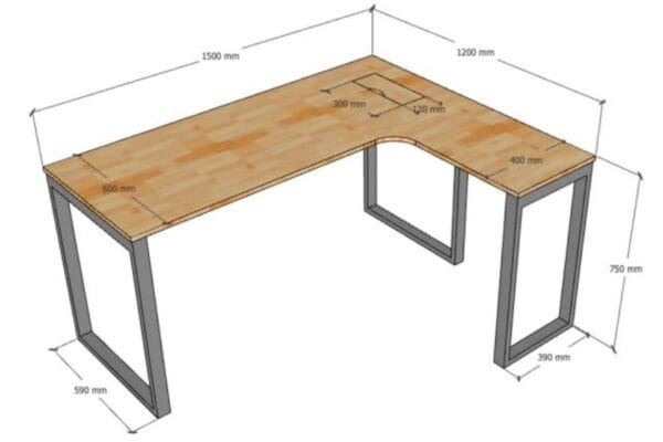 Hình ảnh minh họa kích thước của bàn MDBR-034
