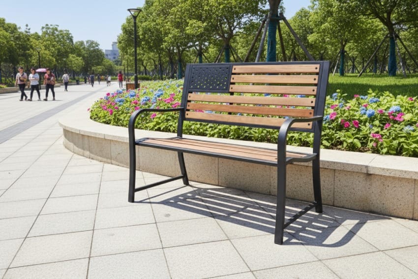 Ghế băng dài ngoài trời gỗ khung sắt