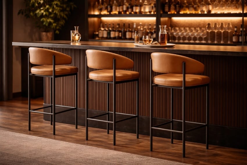 Ghế quầy bar sắt MHKB-18 được sử dụng trong một quán rượu