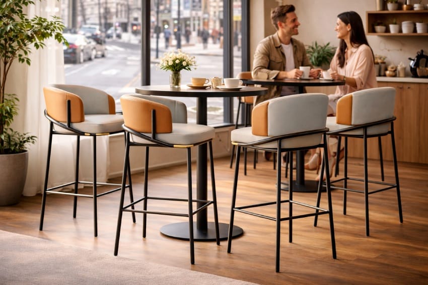 Ghế sắt chân cao MHKB-27 được sử dụng phổ biến tại các quán cà phê