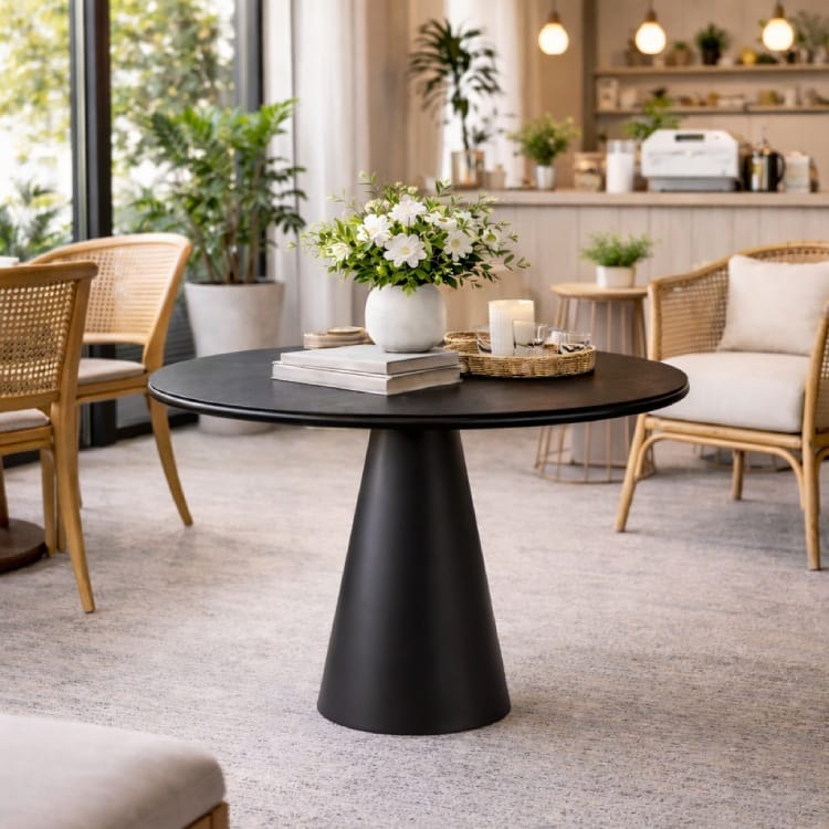 Bàn trà sắt tròn bàn decor không gian tiếp khách