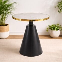 Bàn tròn mặt đá chân sắt bàn cà phê sẵn kho (1)